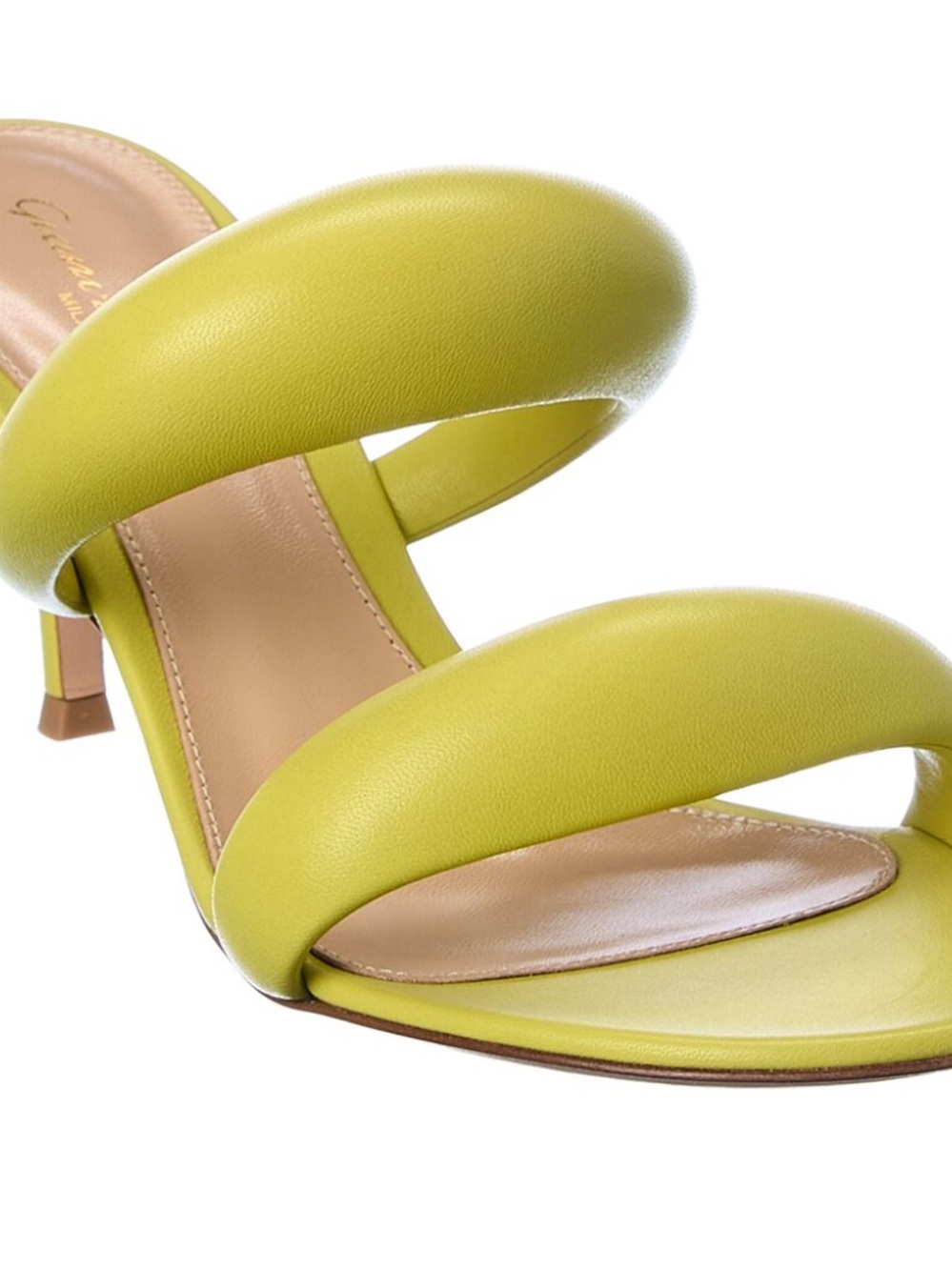 Gianvito Rossi Chartreuse Padded Double-Strap Slide Sandals